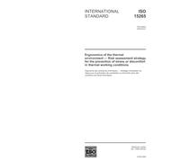 ISO 15265:2004, Ergonomics of the thermal environment - Risk assessment strategy for the prevention of stress or discomfort in thermal working conditions