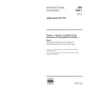 ISO 294-1:1996, Plastics - Injection moulding of test specimens of thermoplastic materials - Part 1: General principles, and moulding of multipurpose and bar test specimens