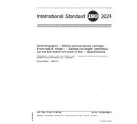 ISO 3024:1983, Cinematography -- Motion-picture camera cartridge, 8 mm type S, model 1 -- Camera run length, perforation cut-out and end-of-run notch in film -- Specifications
