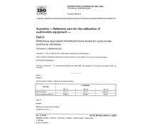 ISO 389-3:1994, Acoustics - Reference zero for the calibration of audiometric equipment - Part 3: Reference equivalent threshold force levels for pure tones and bone vibrators