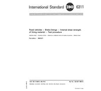 ISO 6311:1980, Road vehicles - Brake linings - Internal shear strength of lining material - Test procedure