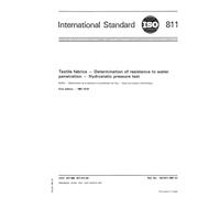 ISO 811:1981, Textile fabrics -- Determination of resistance to water penetration -- Hydrostatic pressure test