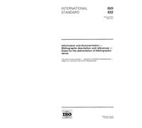 ISO 832:1994, Information and documentation -- Bibliographic description and references -- Rules for the abbreviation of bibliographic terms