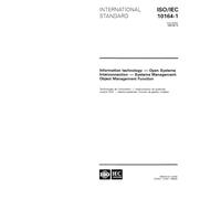 ISO/IEC 10164-1:1993, Information technology - Open Systems Interconnection - Systems Management: Object Management Function