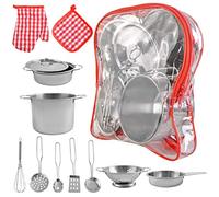 ISO TRADE Set da Cucina per Bambini con pentole e padelle in Acciaio Inossidabile - 9438