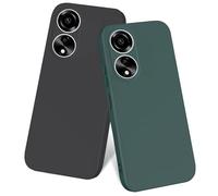 ISOI 2 x Custodia per OPPO A58 4G, custodia in silicone liquido con fodera in microfibra morbida protezione completa per OPPO A58 4G (nero/verde scuro)