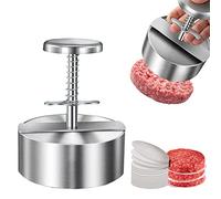 ISOI Burger Press Maker, 304 Stainless Steel Adjustable Hamburger Patty Maker + 100 Sheets Baking Paper, Non Stick Patty Making Molds Are Suitable for Beef Hamburger, BBQ, BPA Free.