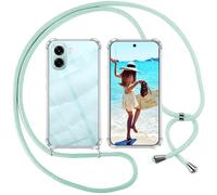 ISOI Cover con Cordino per Oppo A6 / A6x / A6k 4G / 5G, Custodia Trasparente con Collana Tracolla Laccio Collo Ultra Sottile Morbido TPU Silicone Antiurto AntiGraffio Case, Verde