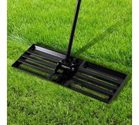 ISOISL Rasoio per prato, gardena, rastrello per prato con manico in acciaio, per giardini terrazzi, campi da golf, raschietto con guanti da giardinaggio, rastrello per livellamento, 75 x 25 cm, nero
