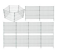 ISOISL Recinzione da giardino in metallo, 10 pezzi, a forma piatta, con 12 barre di fissaggio per stagno, delimitazione del giardino e recinto libero (verde, dritto)