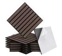 ISOISL Set di 12 pannelli acustici, effetto legno, autoadesivi, non forano e leggermente riciclato, rivestimento da parete come isolamento acustico e isolamento acustico, pannelli acustici, 30 x 30 cm