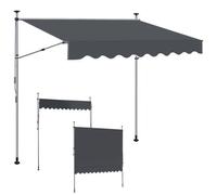 ISOISL Tenda da sole con morsetto, larghezza 300 cm, altezza regolabile da 214 a 305 cm, protezione solare allungabile fino a 150 cm, in poliestere 180 g/m², UV50+, antracite