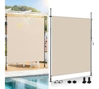 ISOISL Tenda da sole verticale esterna con clip, 120 x 270 cm, estensibile | Tenda verticale con manovella senza fori | Protezione visiva del balcone e protezione dal vento per giardino e terrazza