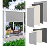 ISOISL Tenda da sole verticale per esterni, 100 x 240 cm, protezione dai raggi UV, per balcone, terrazza, giardino, grigio chiaro, 2 pezzi
