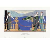 Isola Bella. Bella Isola. (Lago Maggiore Italia). Robes de soir de Redfern. Illustrazione di moda art deco dell'artista francese George Barbier 1882-1932. L'opera è stata creata per la Gazette du Bon