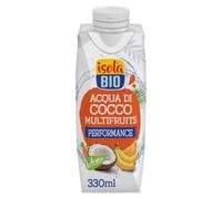 ISOLA BIO Acqua di Cocco Multifrutti Performance Biologica 330ml | Ricca di potassio e vitamina A, C e B6, con banana arancia e carota, senza zuccheri aggiunti, vegan, bio, ideale per lo sport