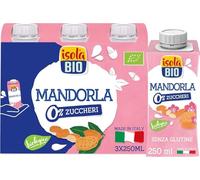 Isola Bio Mandorla On-The-Go Bevanda Vegetale Biologica Multipack, Pratica e Facile da Bere, 100% Ingredienti Naturali, Senza Zuccheri, per Vegani e Vegetariani, Formato 3x250ml
