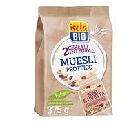Isola Bio Muesli Proteico Biologico con Semi e Uvetta, Ricco di Fibre e Proteine, 100% Ingredienti Naturali, Senza Zuccheri Aggiunti, per Vegani e Vegetariani, Formato 375 gr