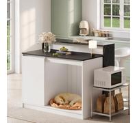 Isola cucina con bancone bar, 120x80x100 cm, tavolo da cucina multifunzionale con area relax per animali domestici per cucina e sala da pranzo