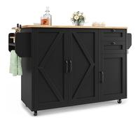Isola Cucina Moderna con Ruote - Carrello Estraibile Multifunzione con 8 Cassetti, Scaffale Spezie e Piano Ribaltabile in MDF Bianco | Design Compatto per Piccole Cucine e Appartamenti (Nero + MDF1)