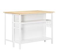 Isola Cucina Pieghevole 120x76x91,5 cm in Legno e Acciaio Bianco