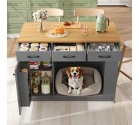 Isola da cucina, armadio con 3 cassetti, 1 ripiano per spezie, ripiano regolabile, doppio ripiano (senza piatto per cani), spaziosa area di conservazione per animali domestici (senza cuscino per cani