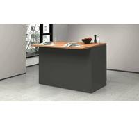 Dmora - Isola da cucina Emmanuel, Armadio multiuso, Mobile per cucinotto, Tavolo ausiliario, 100% Made in Italy, 125x90h90 cm, Antracite e Rovere