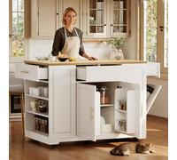 Isola da cucina mobile, 120 x 50 x 92 cm, con cassetti e scomparto per la spazzatura