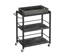 Isola da cucina mobile a 3 ripiani grigio antracite con vassoio a vable, ripiani portaoggetti, versatile per cucina o soggiorno, design moderno, elegante e funzionale