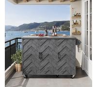 Isola da cucina, mobile da cucina, carrello da cucina estraibile con ruote, con porta asciugamani, ripiani regolabili, tre cassetti (grigio, 118 x 45 (-75) x 92 cm)