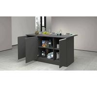 Dmora - Isola da cucina Patrizio, Armadio multiuso, Mobile per cucinotto, Tavolo ausiliario, 100% Made in Italy, 155x90h90 cm, Antracite e Ardesia