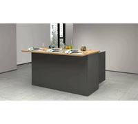 Dmora - Isola da cucina Patrizio, Armadio multiuso, Mobile per cucinotto, Tavolo ausiliario, 100% Made in Italy, 155x90h90 cm, Antracite e Rovere