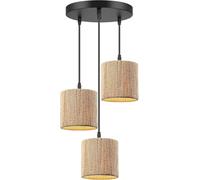 Isola della Cucina Leggera Intrecciata Black Rattan Farmhouse Aioni Illuminazione a Sospensione Singolo Tamburo Lampada appendetta Rustica Boho lampadario costiero per la Scala Camera da Letto