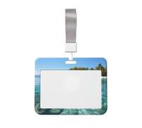Isola delle Fiji e porta badge trasparente impermeabile con porta badge identificativo con finestra trasparente per documenti, per donne, uomini, personale in ufficio, insegnanti, infermieri