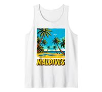 Isola delle Maldive Spiaggia Tropicale Pop Art EstateViaggio di Canotta