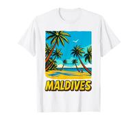 Isola delle Maldive Spiaggia Tropicale Pop Art EstateViaggio di Maglietta