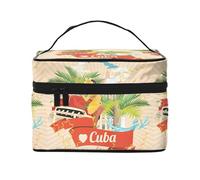 Isola di Cuba Borsa Cosmetica Impermeabile Portatile Grande Capacità 23x17x16cm per Viaggi Sport All'aria Aperta Regalo Compagno di Nozze, Nero , Taglia unica