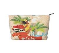 Isola di Cuba Chiusura Cerniera Corduroy Makeup Bag Organizer Multifunzionale 22x7x17cm per Viaggi Campeggio Vacanza Fitness, Nero , Taglia unica
