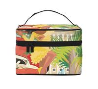 Isola di Cuba Stampato Portatile Viaggio Cosmetico Bag Wash Bag Cosmetic Bag, Nero , Taglia unica