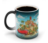 Isola di Cuba Tazze da caffè Divertente Tazza Cambia Colore Unico Scolorimento Tazza Sensibile al Calore Tazza di Tè Stampa Moda Tazza di Ceramica Regalo Novità per Compleanno Uomo
