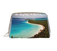 Isola di Cuba - Trousse in pelle con cerniera, per penne, cancelleria, rossetti, articoli da toeletta, bianco, Taglia unica