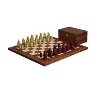 Isola di Lewis Scacchi Set con I Avorio & Rosso Resina Scacchi 8,9 cm e Palissandro Scacchiera 50,8 cm