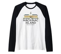 Isola di Mackinac Architettura Michigan Great Lakes Bridge Maglia con Maniche Raglan