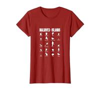 Isola di Maldive Mappa Maglietta, Donna, Mirtillo Rosso, L