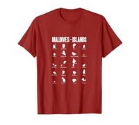 Isola di Maldive Mappa Maglietta, Uomo, Mirtillo Rosso, 3XL