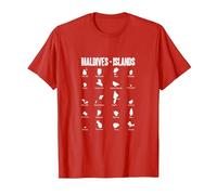 Isola di Maldive Mappa Maglietta, Uomo, Rosso, S