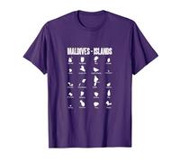 Isola di Maldive Mappa Maglietta, Uomo, Viola, XL