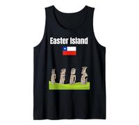 Isola di Pasqua Moai Statue Souvenir Cile Vacanza Bandiera Cile Canotta