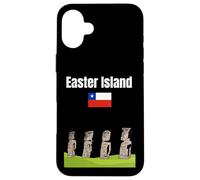 Isola di Pasqua moai statue souvenir Cile vacanza bandiera Cile Custodia per iPhone 16 Plus