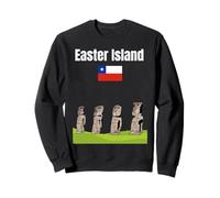 Isola di Pasqua Moai Statue Souvenir Cile Vacanza Bandiera Cile Felpa